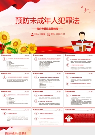 精美简洁预防未成年人犯罪法PPT青少年普法宣传教育课件.pptx