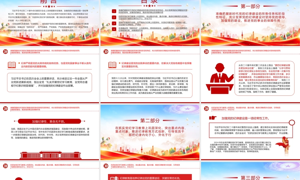 精美时尚全面加强党的纪律建设PPT纪检监察微党课.pptx