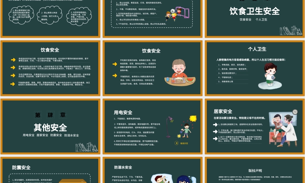 卡通黑板风校园安全教育安全行为习惯养成教育主题班会PPT模版.pptx