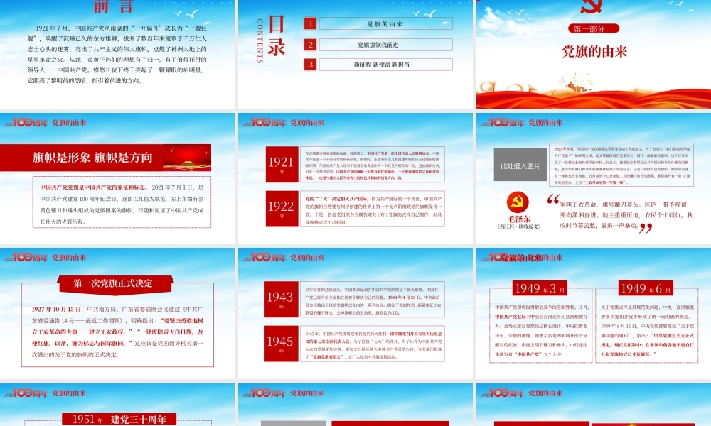 蓝色党建风庆祝建党100周年之我为党旗添光彩党课PPT.pptx