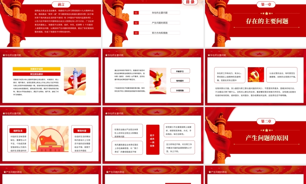 领导干部民主生活会PPT红色党政风基层党组织党员领导干部民主会专题党课课件.pptx