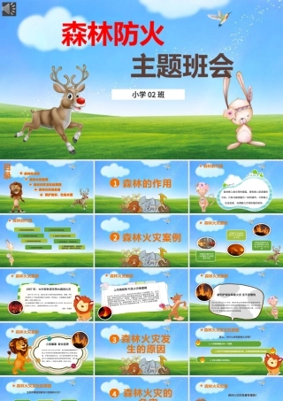 绿色卡通校园森林防火安全知识主题班会课件PPT模板.pptx