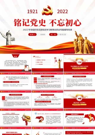 铭记党史不忘初心PPT红色党政风七一建党节热烈庆祝中国共产党成立101周年专题党课课件模板.pptx