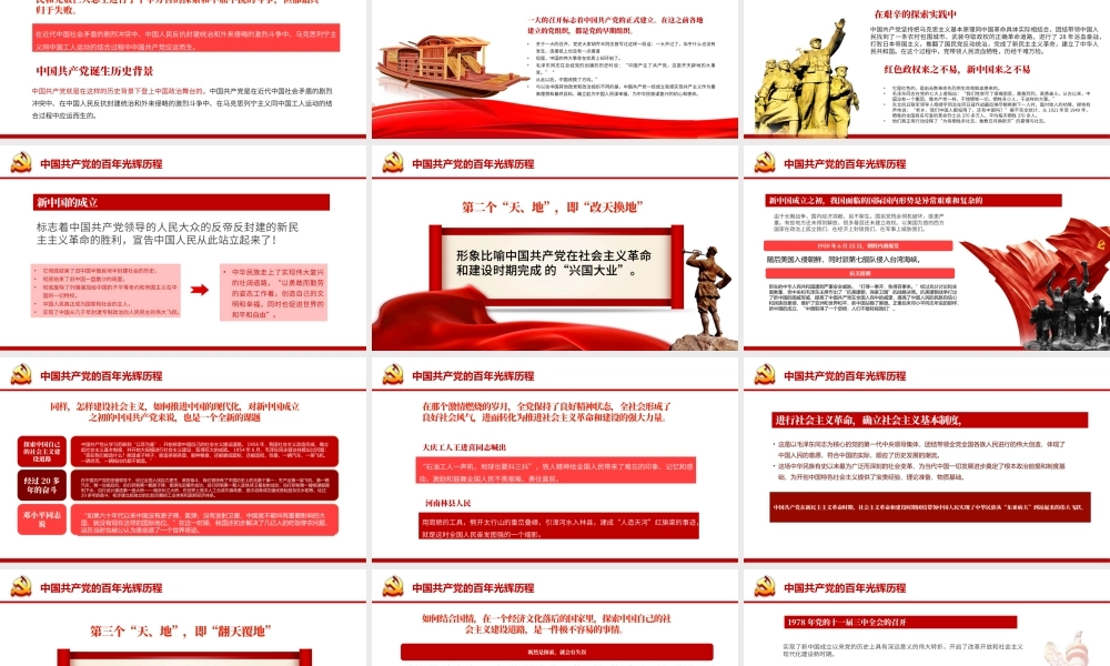 铭记奋斗历程担当历史使命PPT大气党建风中国共产党的辉煌党史党课学习教育课件模板.pptx