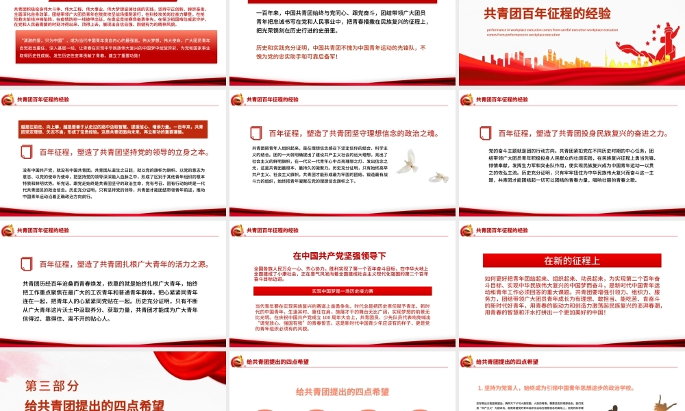 青春心向党建功新时代PPT精品庆祝中国青年团成立100周年课件模板.pptx