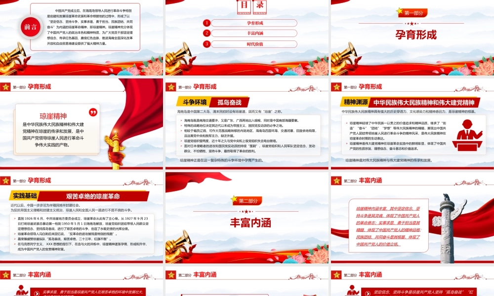 琼崖精神的丰富内涵和时代价值PPT党政风党政部门党史知识学习专题课件模板.pptx