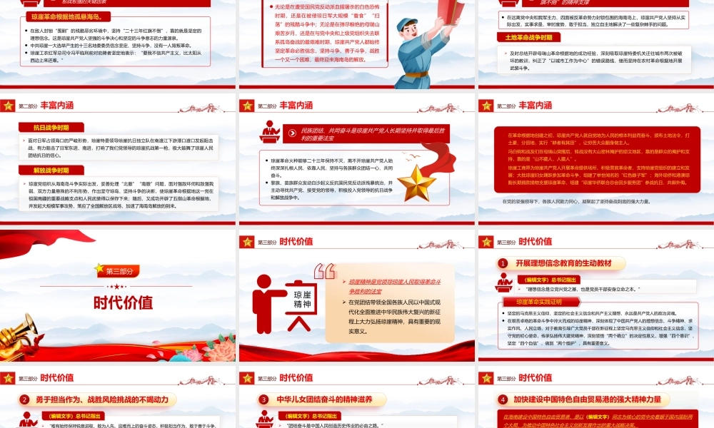 琼崖精神的丰富内涵和时代价值PPT党政风党政部门党史知识学习专题课件模板.pptx