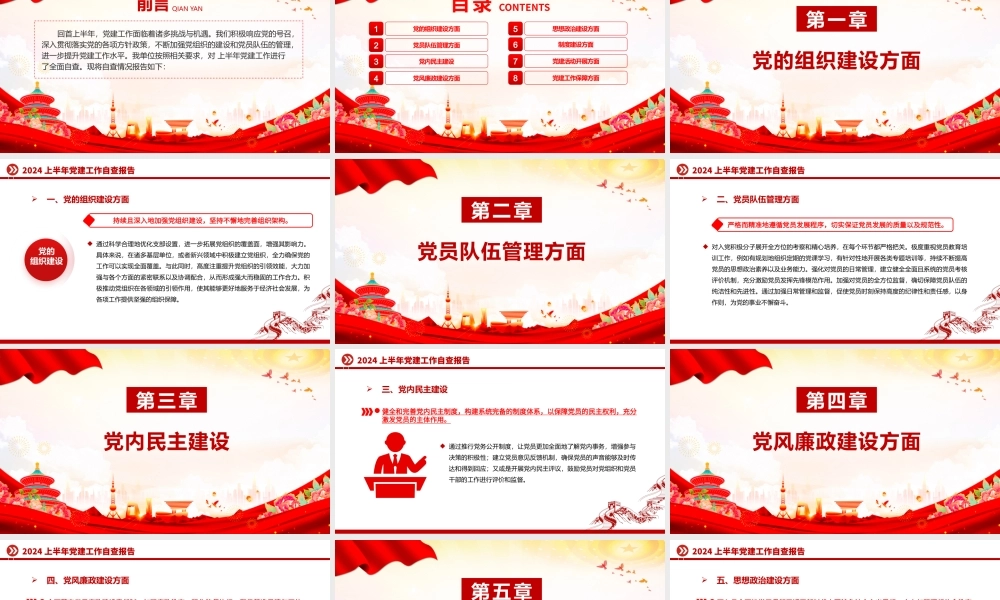 上半年党建工作自查报告PPT党政风总结汇报模板下载.pptx