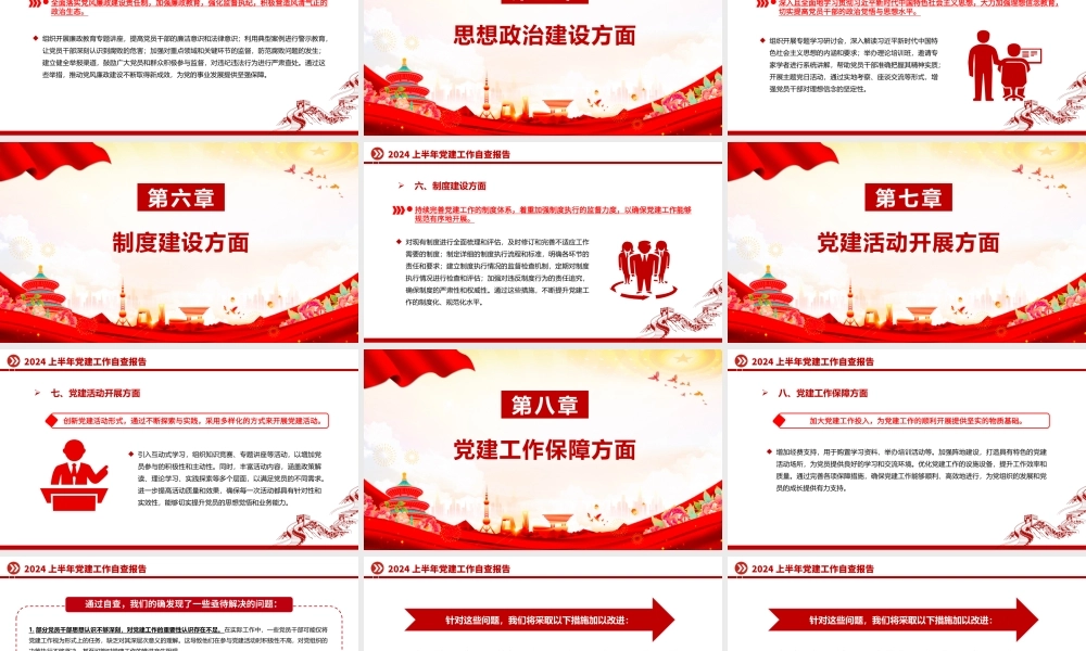 上半年党建工作自查报告PPT党政风总结汇报模板下载.pptx