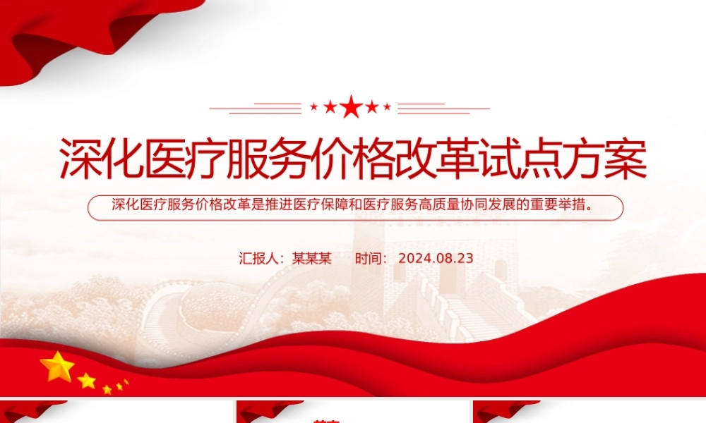深化医疗服务价格改革试点方案PPT创意简洁风医疗保障和医疗服务专题课件.pptx