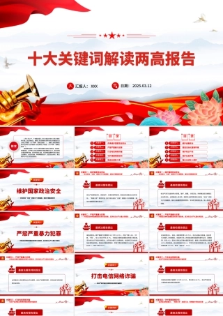 十大关键词解读两高报告PPT红色精美2025两会专题课件.pptx