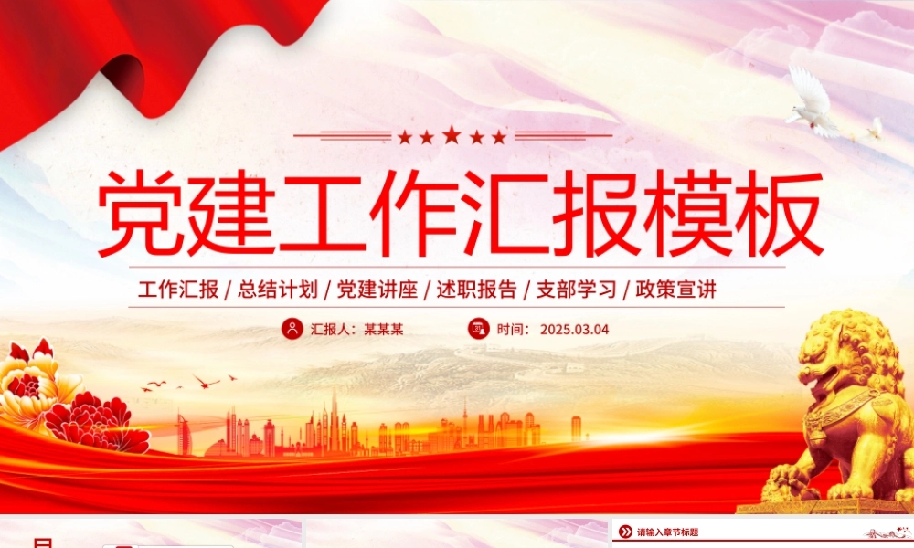 时尚简洁党建工作汇报述职报告PPT模板.pptx