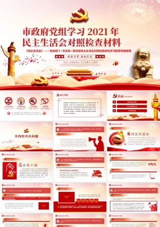 市政府党组学习2021年民主生活会对照检查材料PPT党政风党支部团支部民主生活会学习教育专题授课课件.pptx