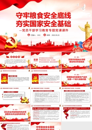 守牢粮食安全底线夯实国家安全基础PPT红色党政风党员干部学习教育专题党课课件.pptx