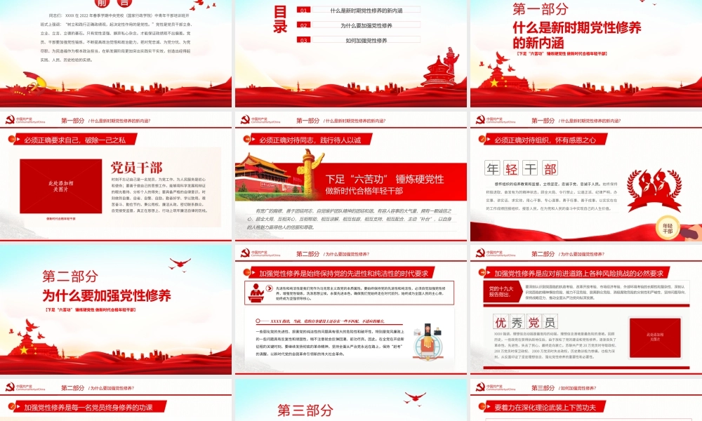 下足“六苦功”锤炼硬党性做新时代合格年轻干部PPT红色党政风党员干部学习教育专题党课课件模板.pptx