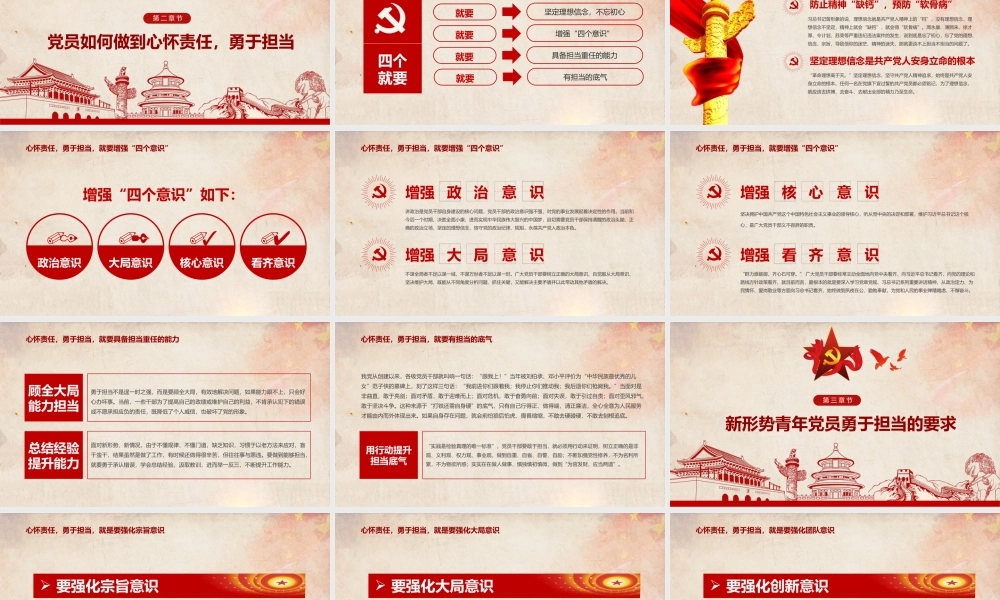 心怀责任勇于担当做合格党员PPT模板.pptx