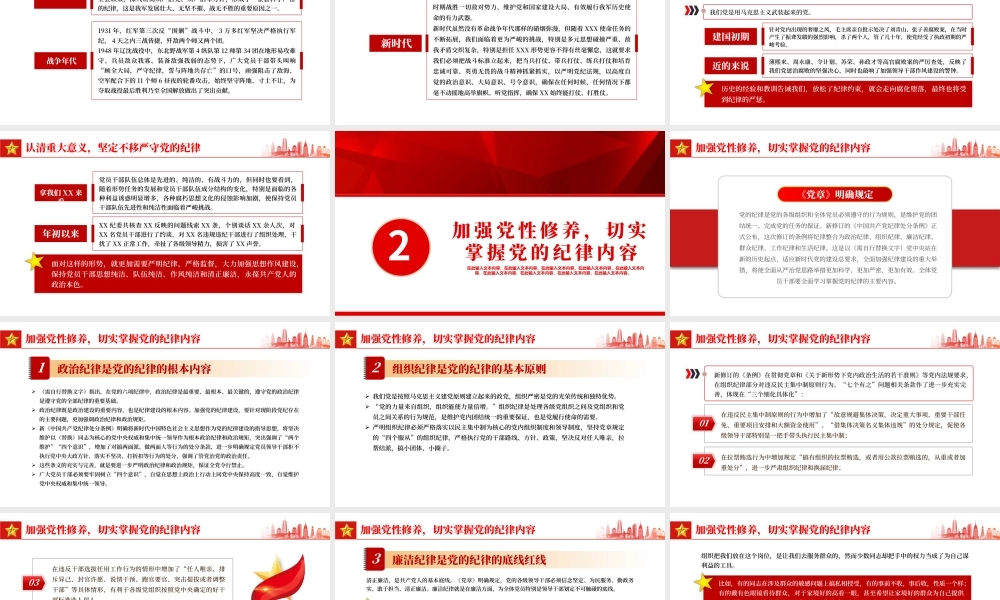 严守党的纪律加强党性修养做一名好党员好干部PPT红色党政风党员干部廉政专题微党课课件模板.pptx