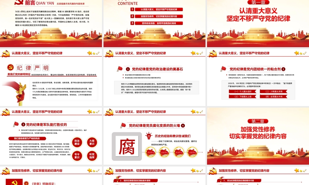 严守纪律加强修养PPT红色党政风做一名新时代合格党员干部党政学习党课模板.pptx