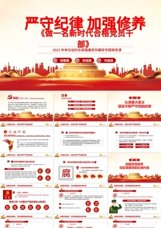 严守纪律加强修养PPT红色党政风做一名新时代合格党员干部党政学习党课模板.pptx