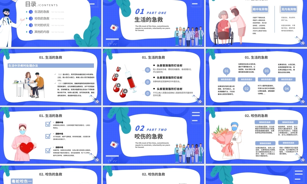 医疗急救知识PPT卡通手绘风日常急救常识医护基础知识宣讲教育模板.pptx