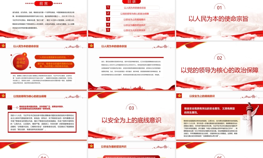 “粮食安全”深刻蕴含党的多重治国理政理念PPT党政风党支部主题党日专题党课课件模板.pptx