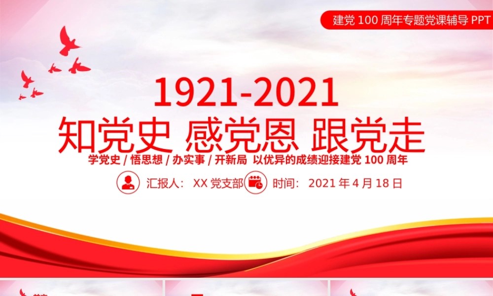 1921-2021知党史感党恩跟党走PPT以优异成绩迎接建党100周年党史学习PPT.pptx