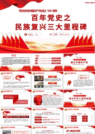 2021百年党史之民族复兴三大里程碑PPT热烈庆祝中国共产党成立100周年专题党课课件.pptx