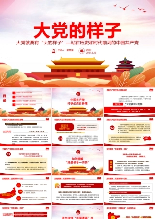 2021大党的样子PPT红色插画风站在历史和时代前列的中国共产党党史教育专题党课课件.pptx