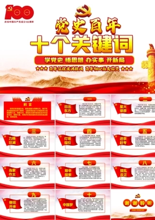 2021党史百年十个关键词党课PPT学党史悟思想办实事开新局热烈庆祝中国共产党成立100周年.pptx