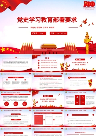 2021党史学习教育部署要求PPT建党100周年学党史专题教育PPT模板.pptx