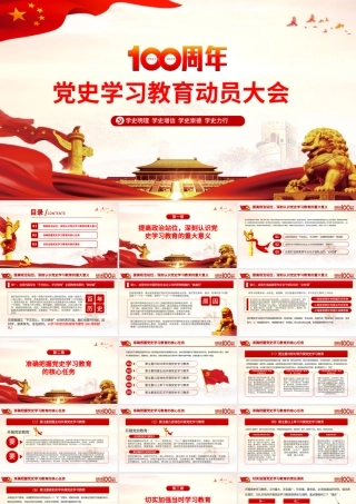 2021党史学习教育动员大会PPT模板热烈庆祝中国共产党成立一百周年.pptx