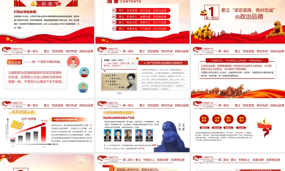 2021党员领导干部要立好四德PPT党支部建设党政活动党风廉政从严治党专题党课.pptx