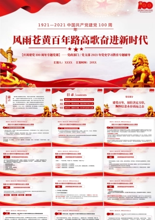 2021风雨苍黄百年路高歌奋进新时代PPT庆祝建党100周年专题党史学习教育专题辅导党课PPT模板.pptx