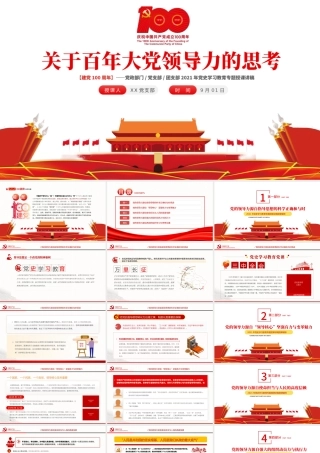 2021关于百年大党领导力的思考PPT党政部门团支部党史学习教育专题授课课件模板下载.pptx