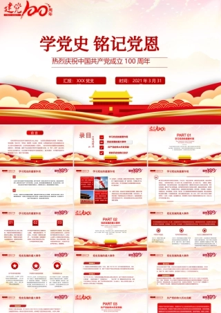2021年建党节学党史铭记党恩热烈庆祝建党一百周年PPT.pptx
