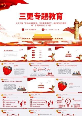 2021三更专题教育PPT党政风关于开展政治标准要更高党性要求要更严组织纪律性要更强专题教育工作方案党课课件.pptx