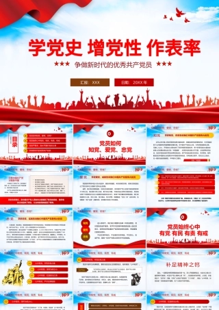 2021学党史增党性做表率PPT争做新时代的优秀共产党员专题党课课件模板.pptx