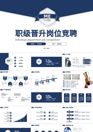 2022个人竞聘简历简历蓝色精致面试求职职级晋升竞岗内部岗位竞聘报告.pptx