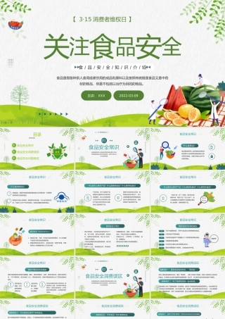 2022关注食品安全PPT卡通风315消费者维权日之食品安全维权专题课件模板.pptx