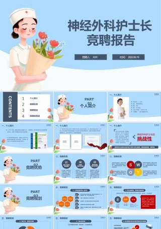 2022神经外科护士长岗位竞聘PPT时尚简约风护士长岗位竞聘课件模板.pptx