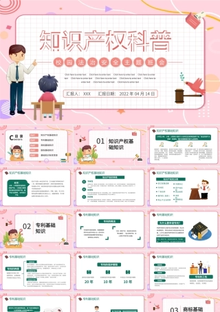 2022知识产权科普PPT黑板风小学生知识产权科普主题班会课件模板.pptx