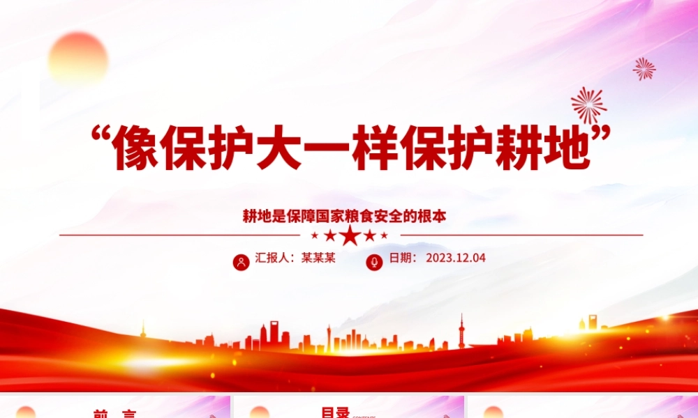 2023“像保护大熊猫一样保护耕地”ppt大气简洁耕地是保障国家粮食安全的根本党组织专题教育党课课件.pptx