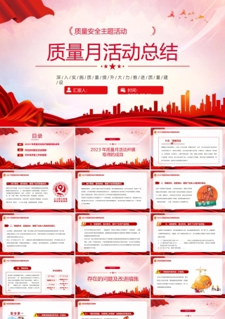 2023质量月活动总结PPT简约风质量安全月主题活动课件模板下载.pptx