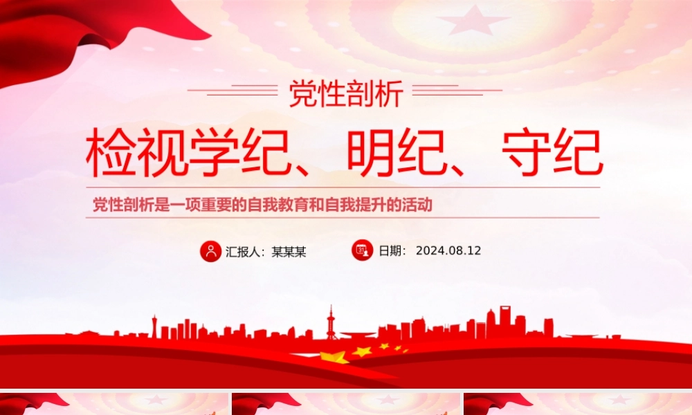 2024检视学纪明纪守纪PPT红色精美剖析之检党课课件.pptx