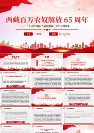 2024年西藏百万农奴解放65周年PPT大气精美西藏党史微党课.pptx