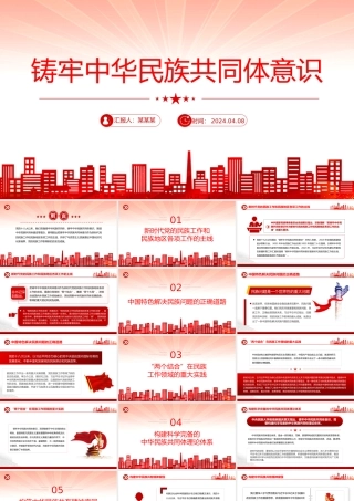 2024铸牢中华民族共同体意识PPT红色党政风党的民族工作微党课.pptx