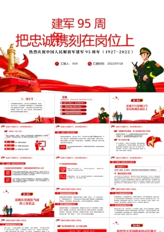 把忠诚镌刻在岗位上PPT党政大气风热烈庆祝中国人民解放军建军95周年专题党课课件模板.pptx