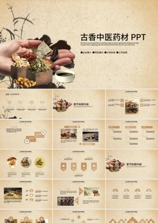 古香古色中医药材养生文化ppt动态模板.pptx