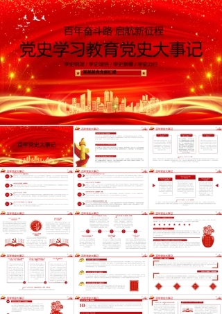 1921-2021党史大事记PPT红色建党100周年党的发展历程大事件学习教育党课PPT.pptx