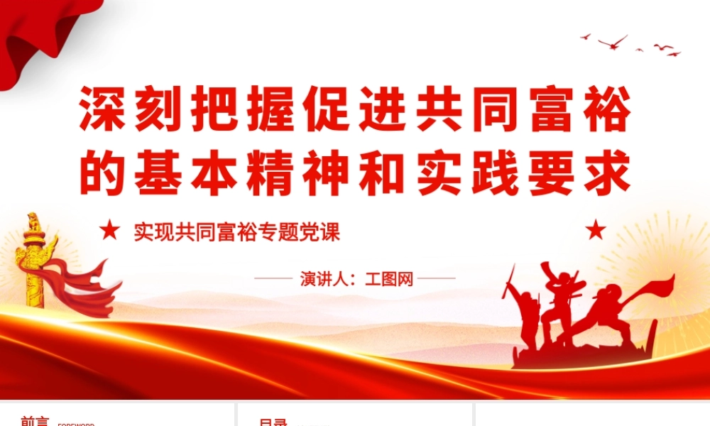深刻把握促进共同富裕的基本精神和实践要求PPT红色党政风实现共同富裕专题党课课件.pptx